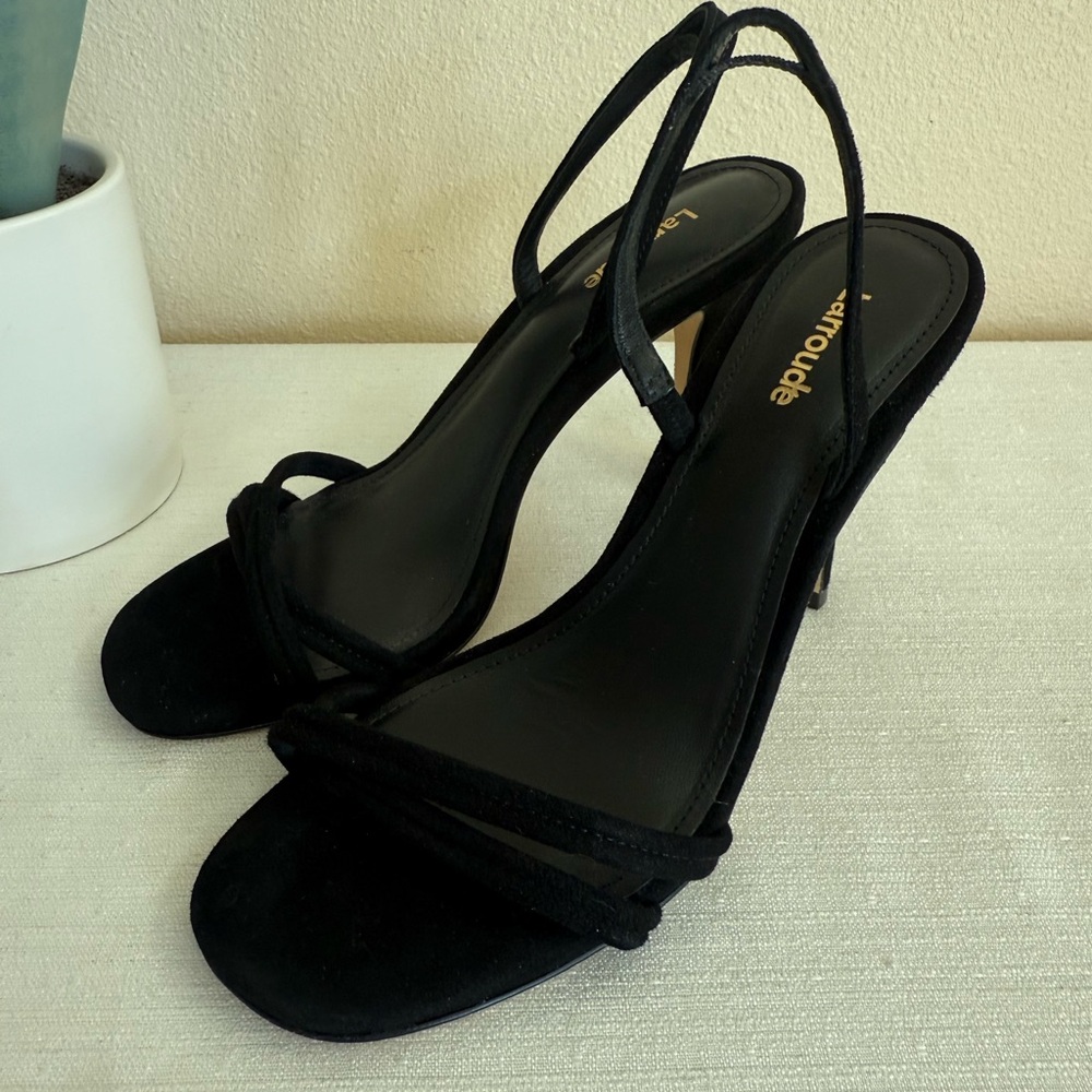 Larroude Black Suede Strap Elegant Heels - Picture 6 of 11